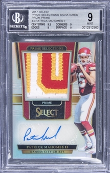 2017 Panini Select "Prime Selections" #NP-PM Patrick Mahomes II Signed Rookie Patch Card (#03/49) - BGS MINT 9/BGS 10